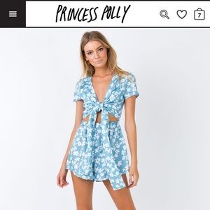 Princess Polly Blue Flower Playsuit